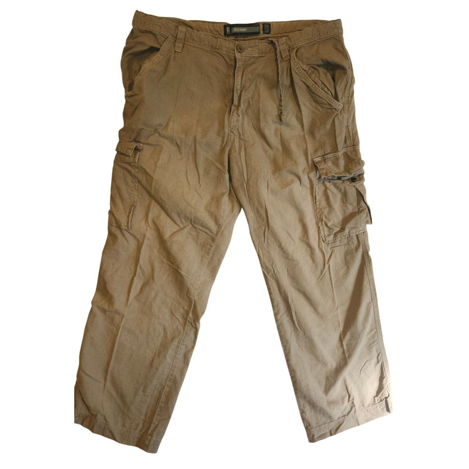 Old Navy Mens Cargo Pants Khaki Tan Brown Relaxed Fit Utility Distressed 38x30